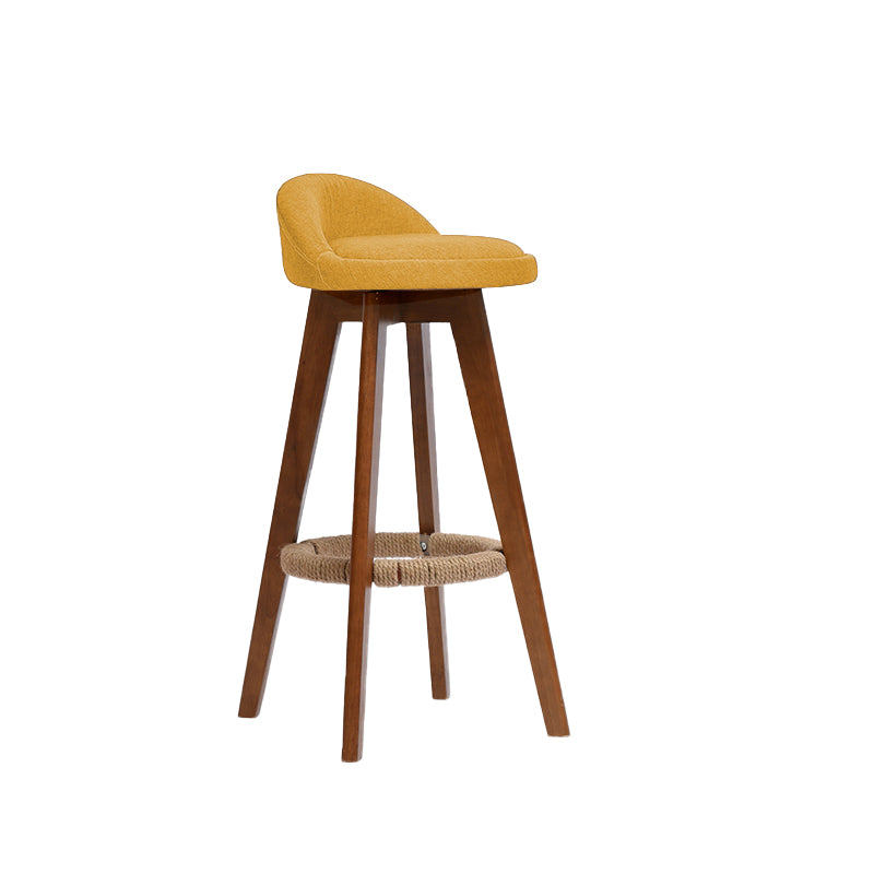 Low Back Dining Stool Beech Armless Bar Stool with Wood Base