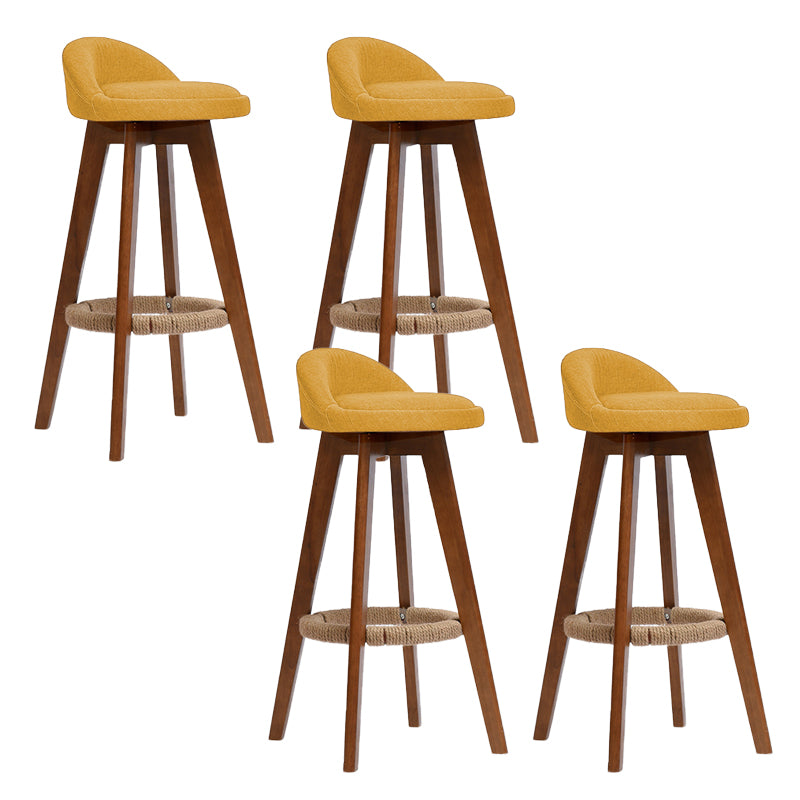 Low Back Dining Stool Beech Armless Bar Stool with Wood Base