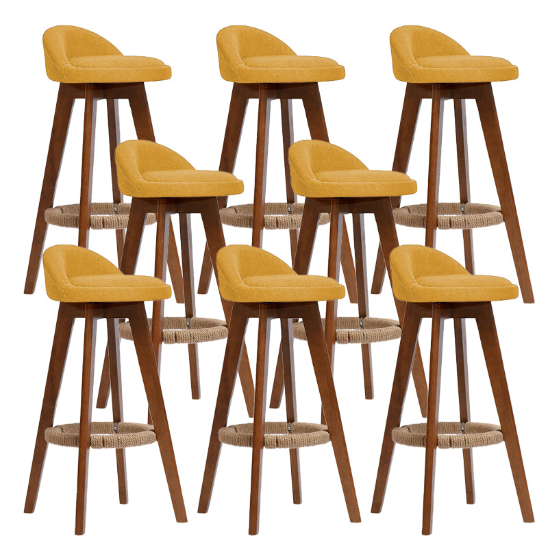 Low Back Dining Stool Beech Armless Bar Stool with Wood Base