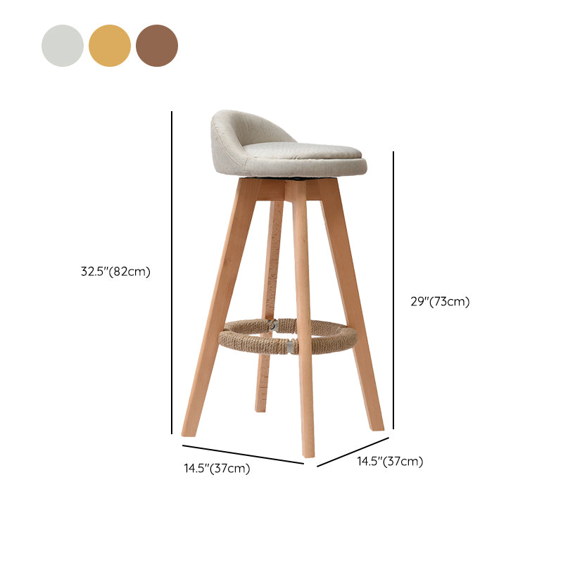 Low Back Dining Stool Beech Armless Bar Stool with Wood Base
