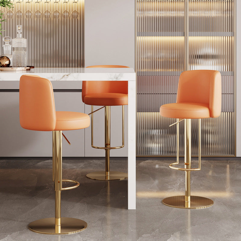 Glam Style Liftable Bar Stool Round Seat Counter Bar Stool with Metal Legs