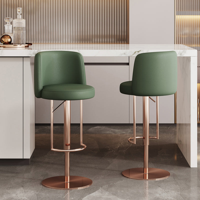 Glam Style Liftable Bar Stool Round Seat Counter Bar Stool with Metal Legs