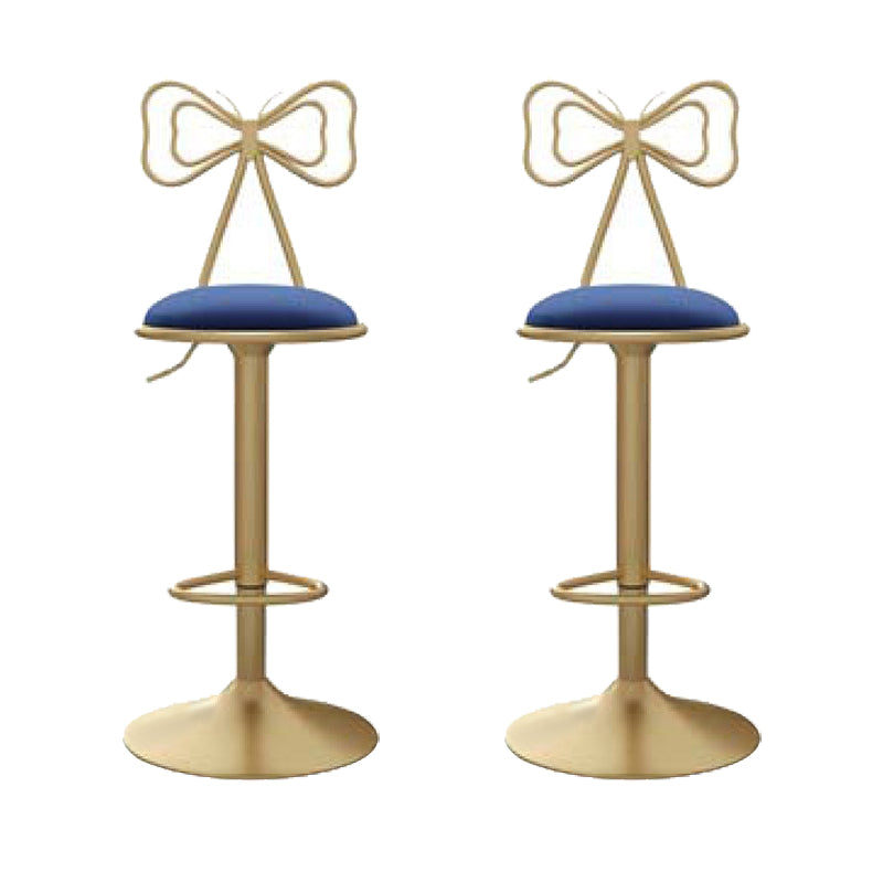 Glam Low Back Dining Stools Adjustable Height Bar Stools with Footrest