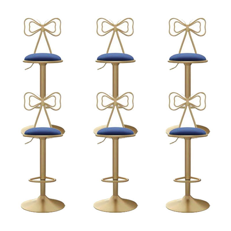 Glam Low Back Dining Stools Adjustable Height Bar Stools with Footrest