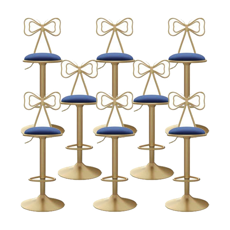 Glam Low Back Dining Stools Adjustable Height Bar Stools with Footrest