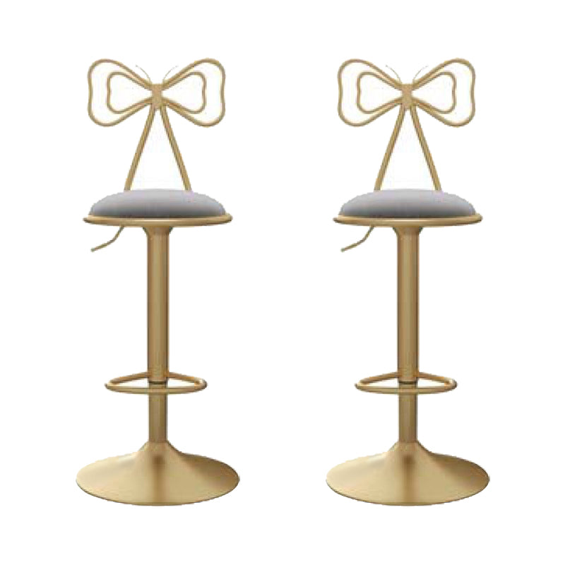 Glam Low Back Dining Stools Adjustable Height Bar Stools with Footrest