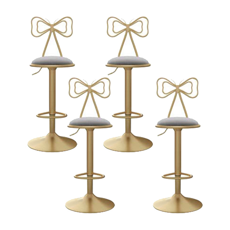 Glam Low Back Dining Stools Adjustable Height Bar Stools with Footrest