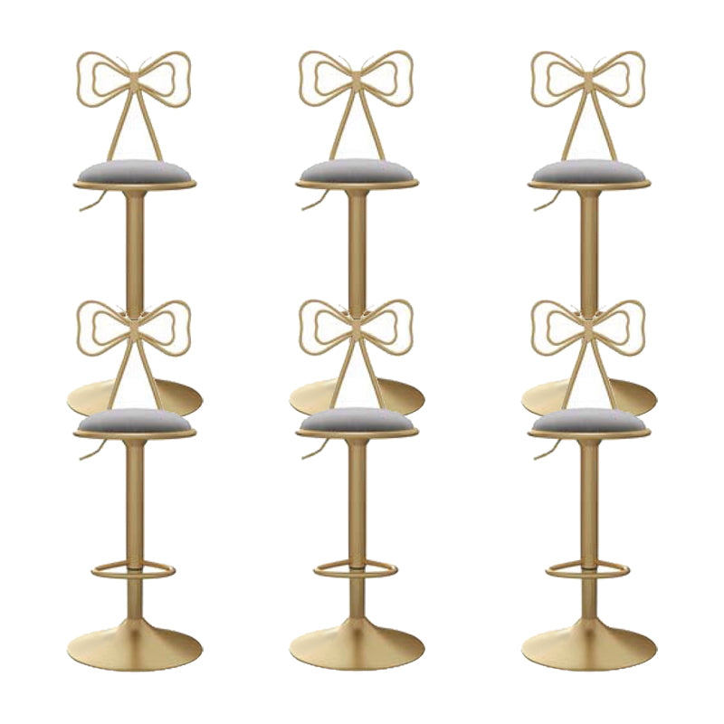 Glam Low Back Dining Stools Adjustable Height Bar Stools with Footrest