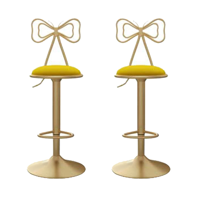 Glam Low Back Dining Stools Adjustable Height Bar Stools with Footrest