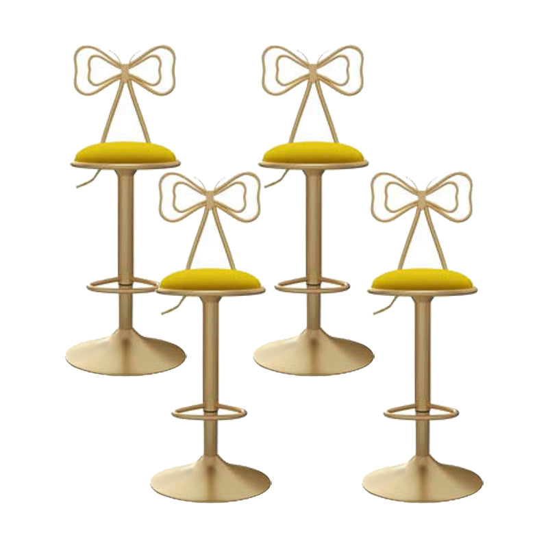 Glam Low Back Dining Stools Adjustable Height Bar Stools with Footrest