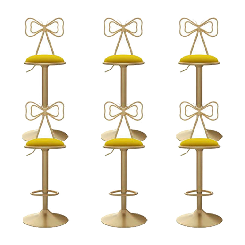 Glam Low Back Dining Stools Adjustable Height Bar Stools with Footrest