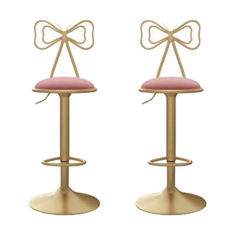 Glam Low Back Dining Stools Adjustable Height Bar Stools with Footrest