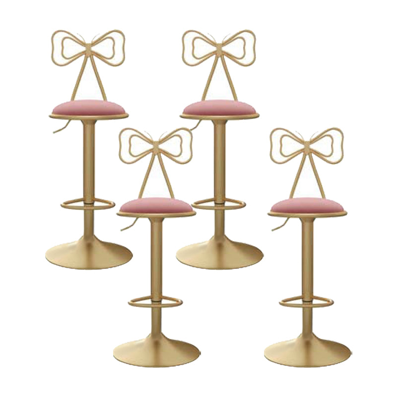 Glam Low Back Dining Stools Adjustable Height Bar Stools with Footrest