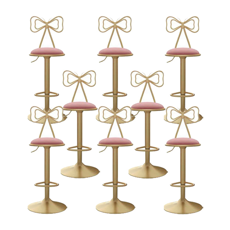 Glam Low Back Dining Stools Adjustable Height Bar Stools with Footrest