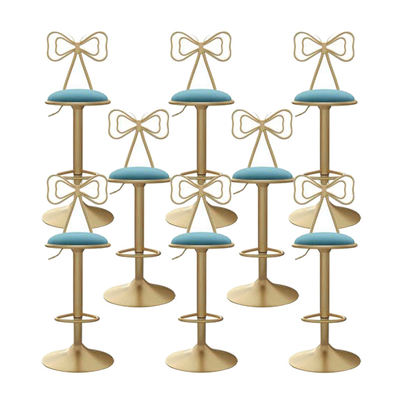 Glam Low Back Dining Stools Adjustable Height Bar Stools with Footrest