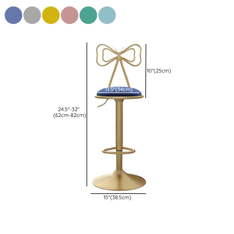 Glam Low Back Dining Stools Adjustable Height Bar Stools with Footrest