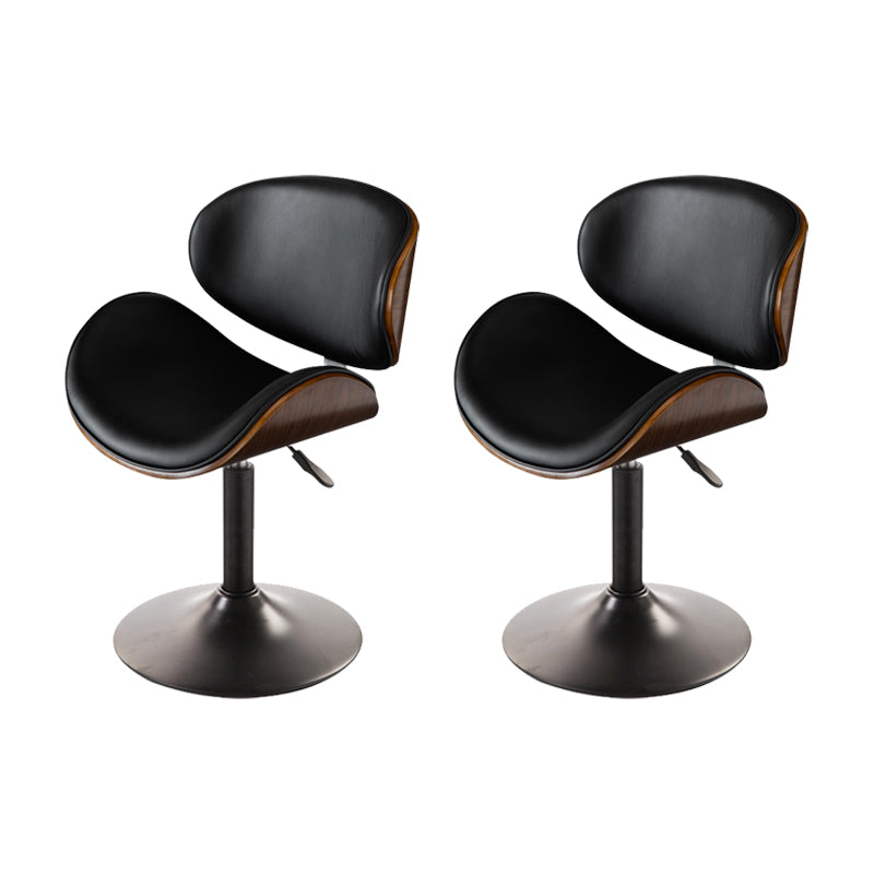 Glam Low Back Dining Stool Adjustable Height Bar Stool with Footrest