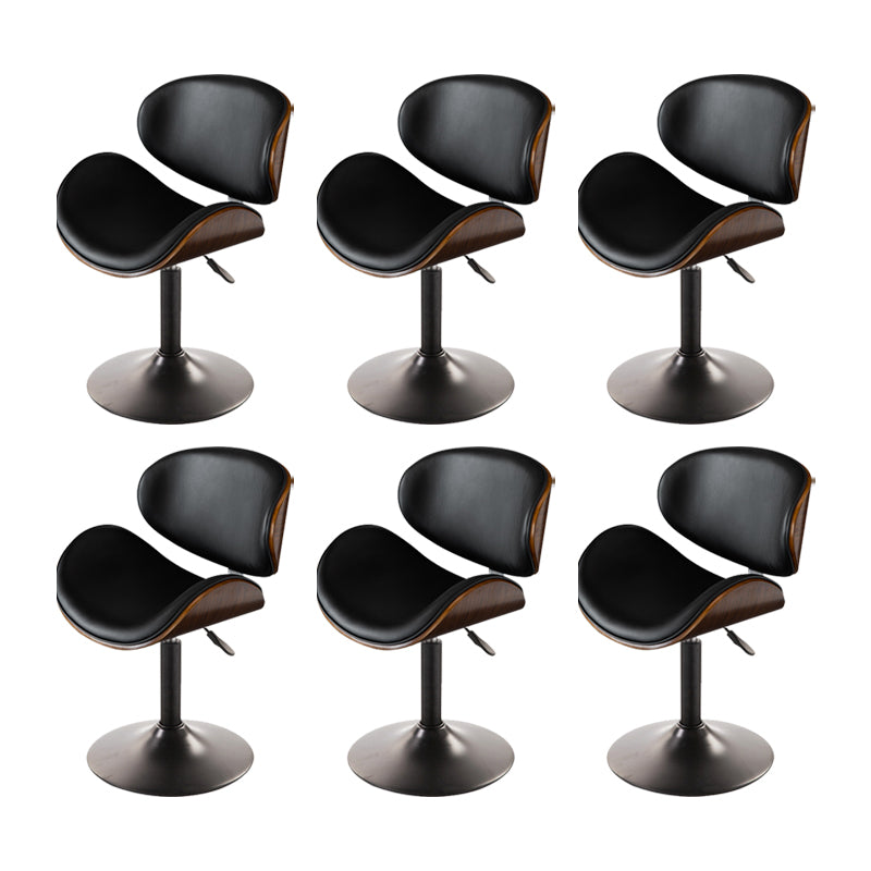 Glam Low Back Dining Stool Adjustable Height Bar Stool with Footrest