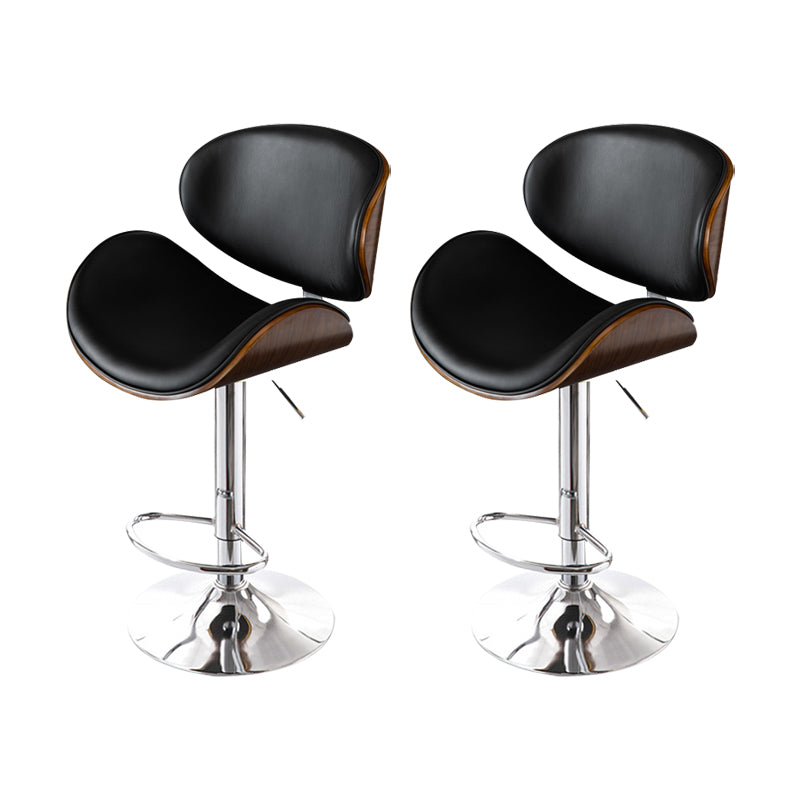 Glam Low Back Dining Stool Adjustable Height Bar Stool with Footrest