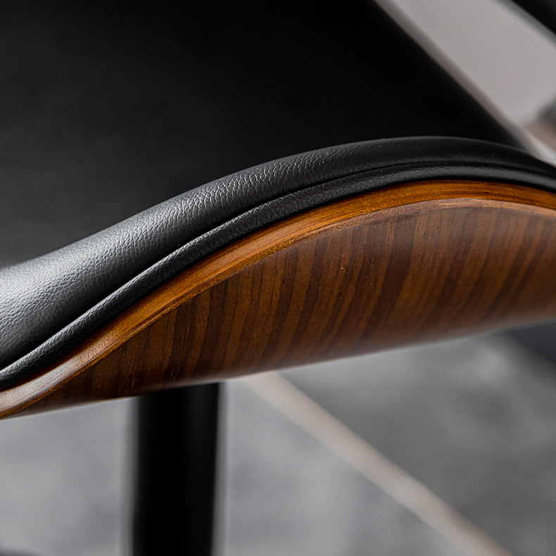 Glam Low Back Dining Stool Adjustable Height Bar Stool with Footrest