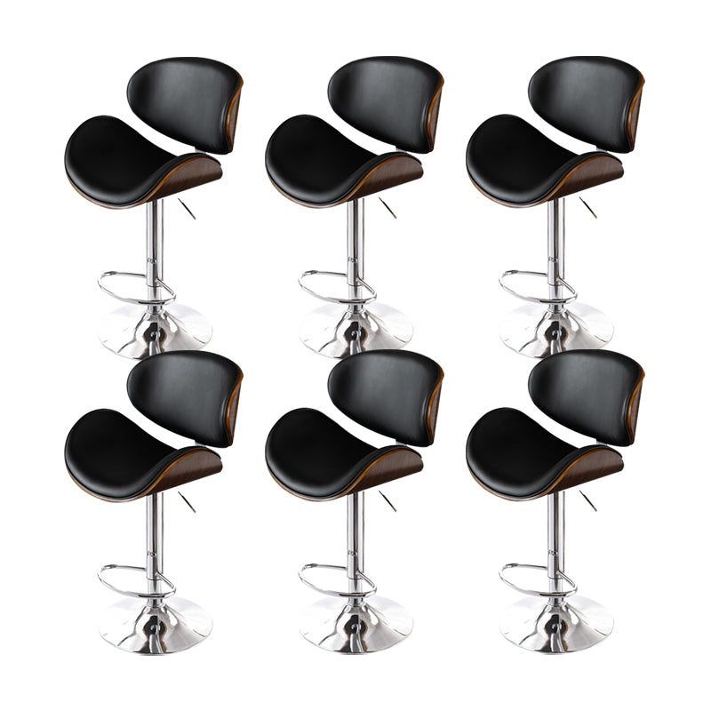 Glam Low Back Dining Stool Adjustable Height Bar Stool with Footrest