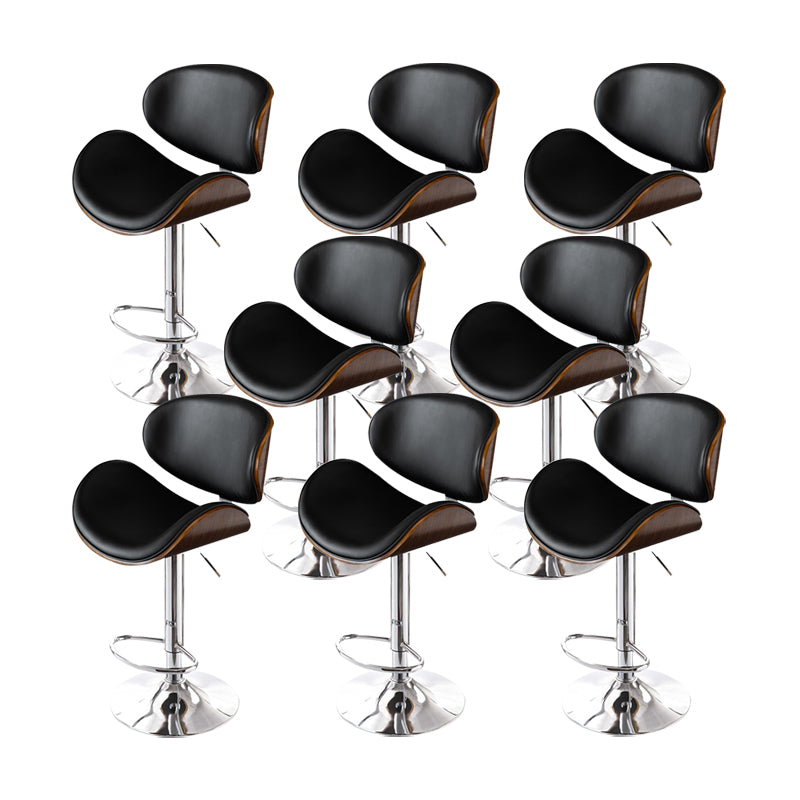 Glam Low Back Dining Stool Adjustable Height Bar Stool with Footrest