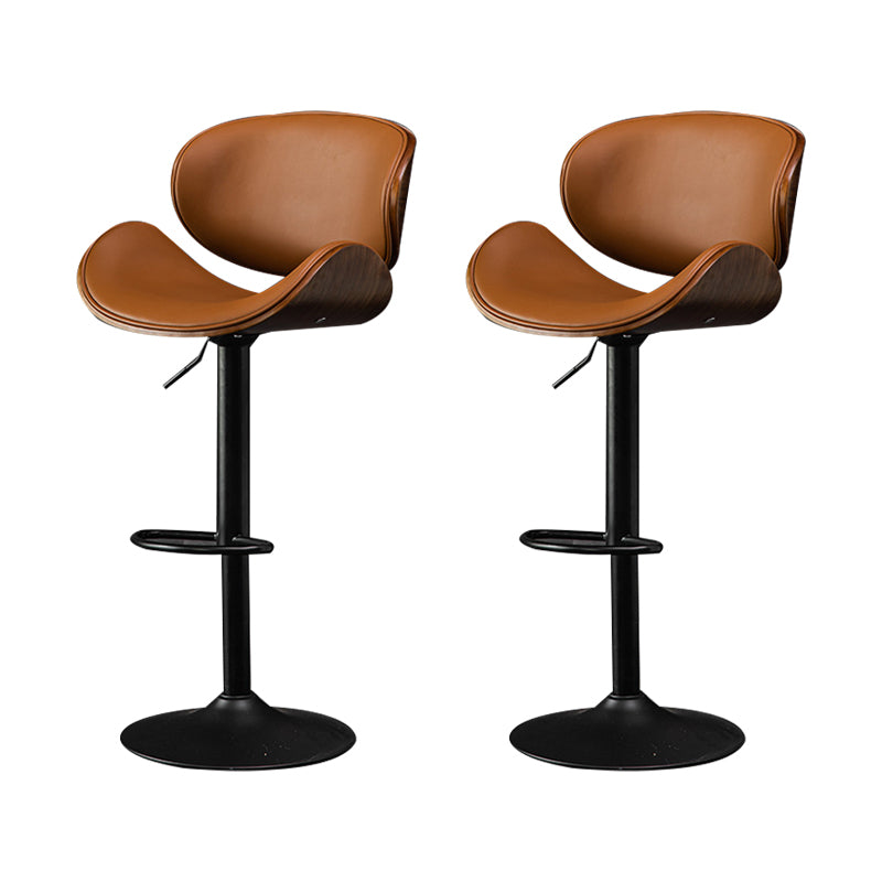 Glam Low Back Dining Stool Adjustable Height Bar Stool with Footrest