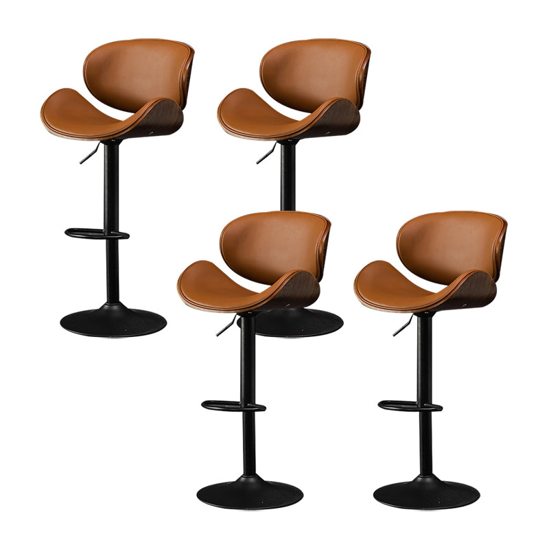 Glam Low Back Dining Stool Adjustable Height Bar Stool with Footrest