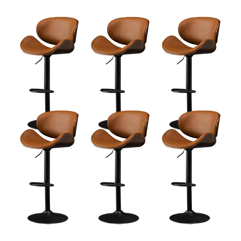 Glam Low Back Dining Stool Adjustable Height Bar Stool with Footrest