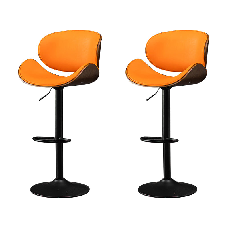 Glam Low Back Dining Stool Adjustable Height Bar Stool with Footrest