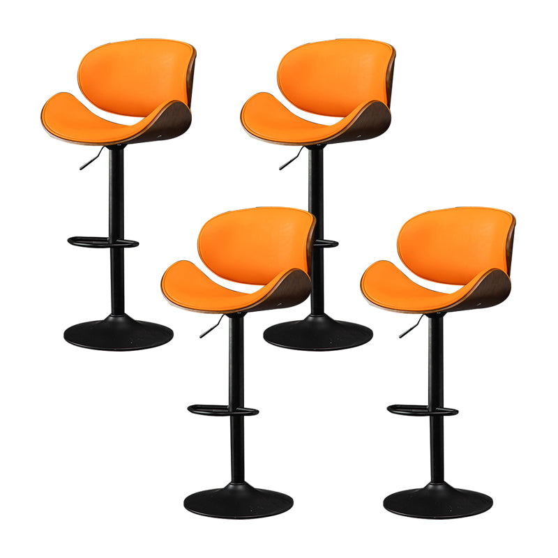 Glam Low Back Dining Stool Adjustable Height Bar Stool with Footrest