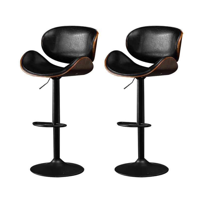 Glam Low Back Dining Stool Adjustable Height Bar Stool with Footrest