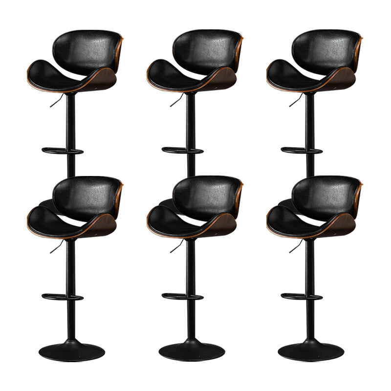 Glam Low Back Dining Stool Adjustable Height Bar Stool with Footrest