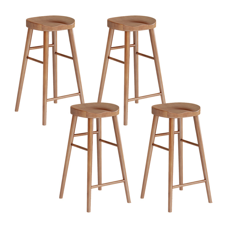 Brown Counter Height Stools Solid Wood Counter Bar Stool for Restaurant