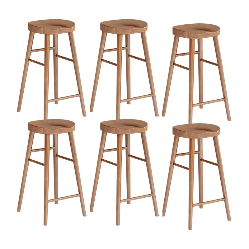 Brown Counter Height Stools Solid Wood Counter Bar Stool for Restaurant