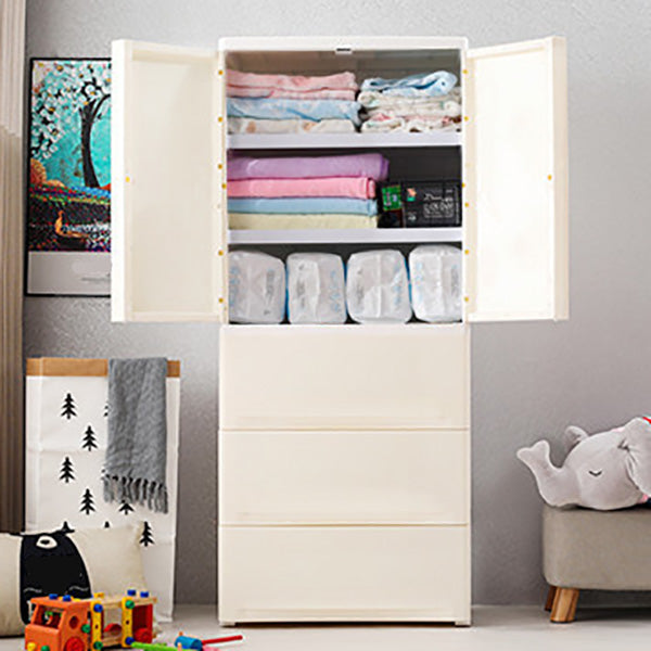 Contemporary Wardrobe Armoire with Drawer Plastic Wardrobe Cabinet