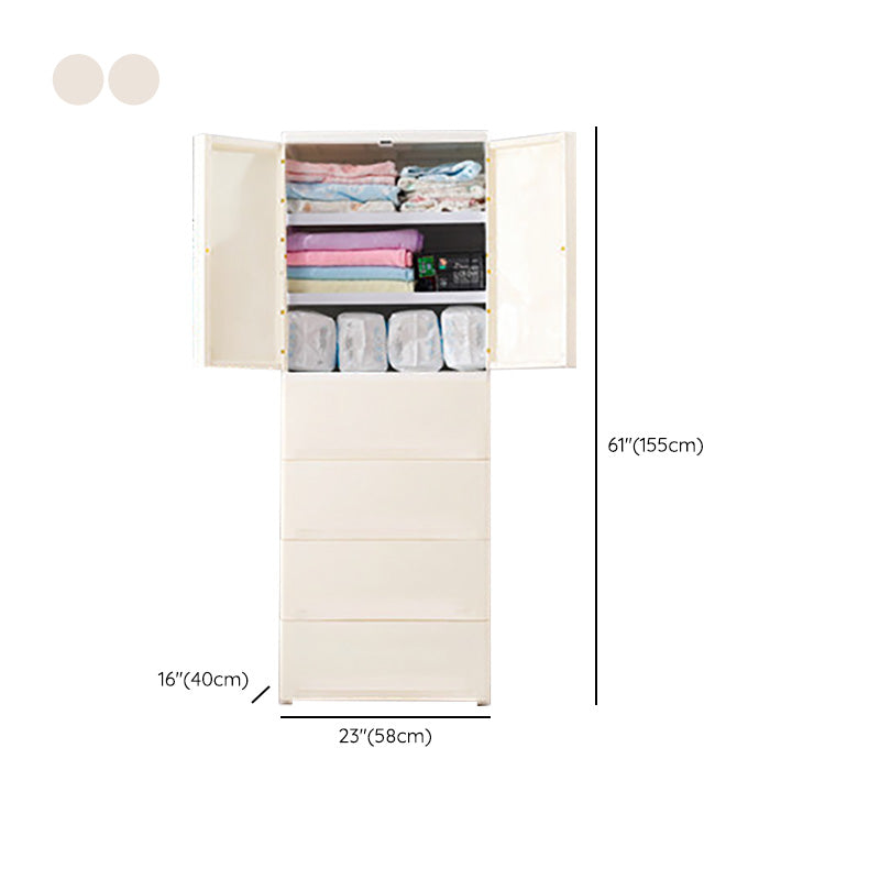 Contemporary Wardrobe Armoire with Drawer Plastic Wardrobe Cabinet