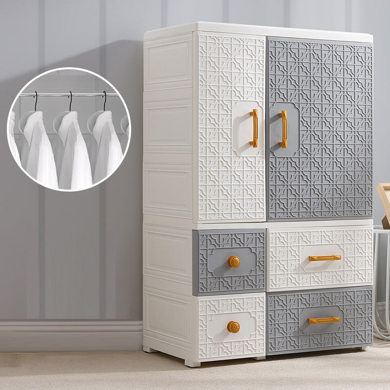 Hinged Wardrobe Cabinet with Legs Plastic Wardrobe Closet for Home