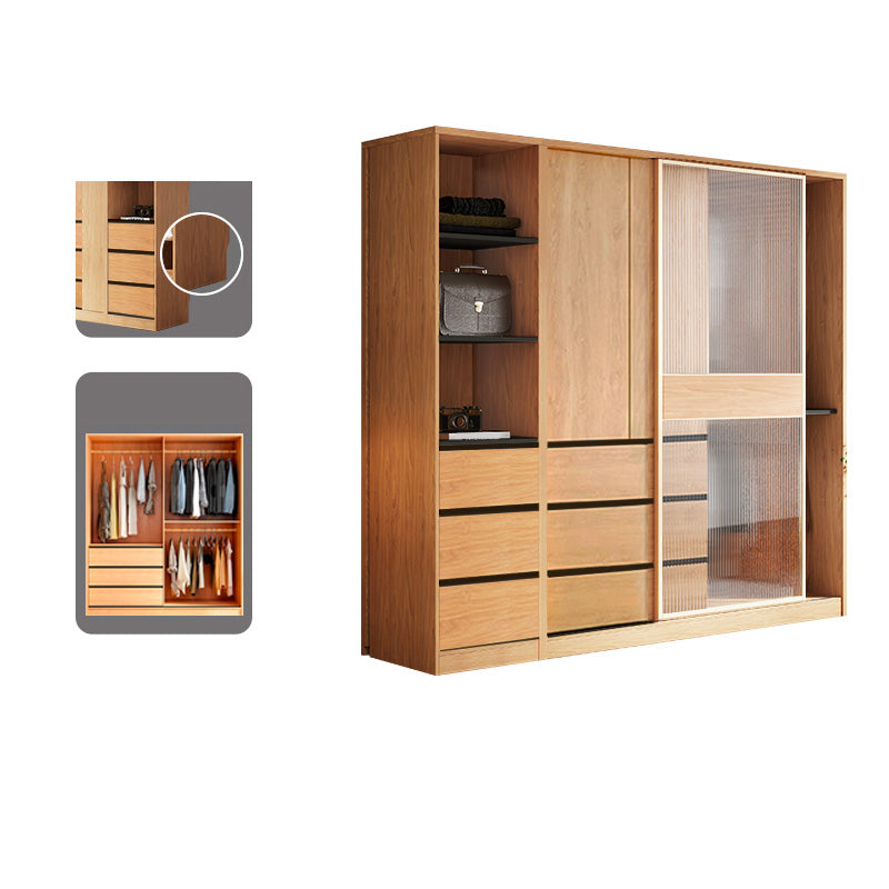 Engineered Wood Wardrobe Armoire with Drawer Modern Wardrobe Closet