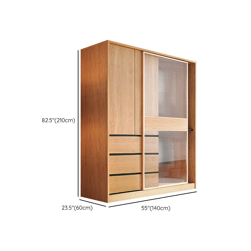 Engineered Wood Wardrobe Armoire with Drawer Modern Wardrobe Closet