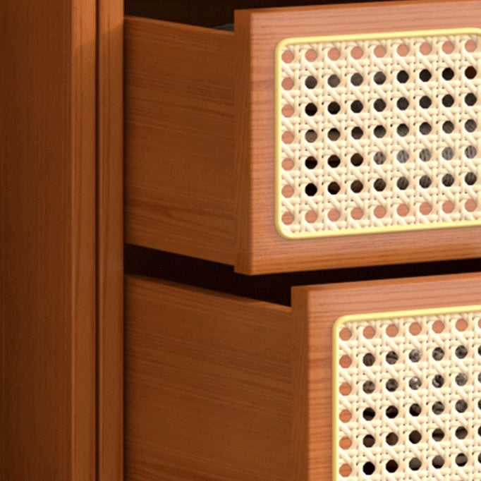 Contemporary Solid Wood Wardrobe Cabinet 2 Sliding Doors Sliding with Drawer