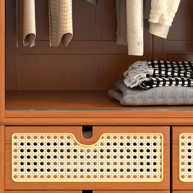 Contemporary Solid Wood Wardrobe Cabinet 2 Sliding Doors Sliding with Drawer