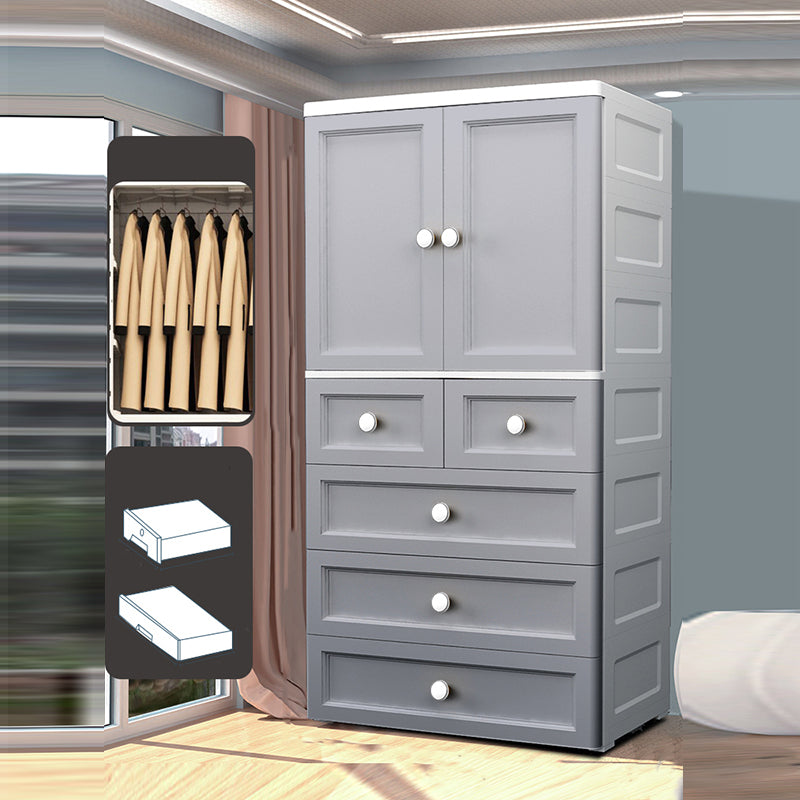 Matte Finish Plastic Bedroom Cabinet Contemporary Hinged Door Storage Cabinet