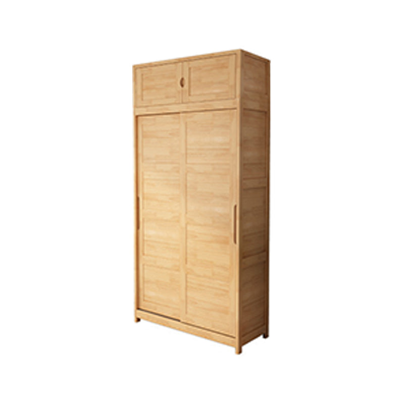 Contemporary Sliding Door Cabinet Rubberwood Storage Cabinet with Legs