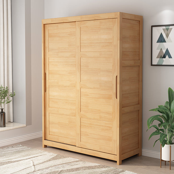 Contemporary Sliding Door Cabinet Rubberwood Storage Cabinet with Legs