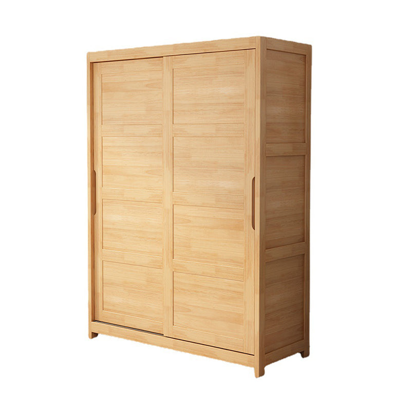 Contemporary Sliding Door Cabinet Rubberwood Storage Cabinet with Legs