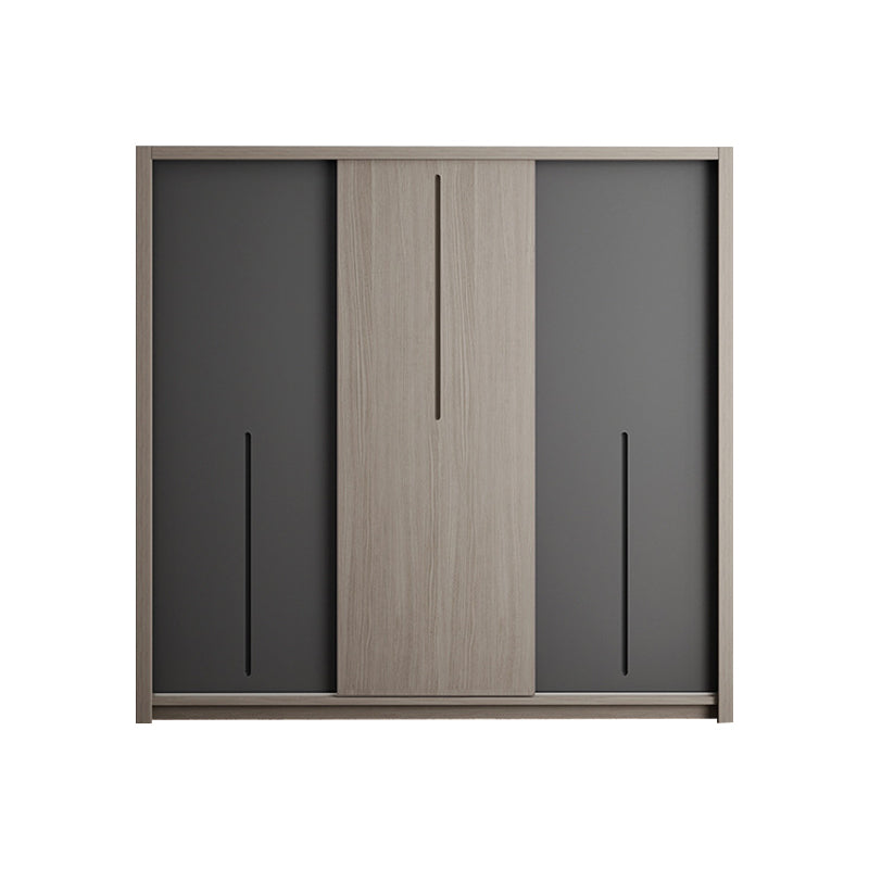 Grey Contemporary Storage Cabinet Faux Wood Cabinet with Sliding Doors