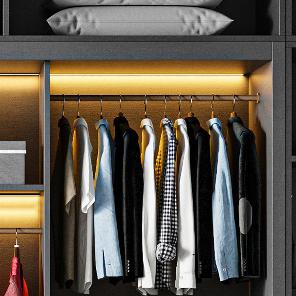 Modern Grey Storage Cabinet Mirrored Finish Cabinet with Glass Doors