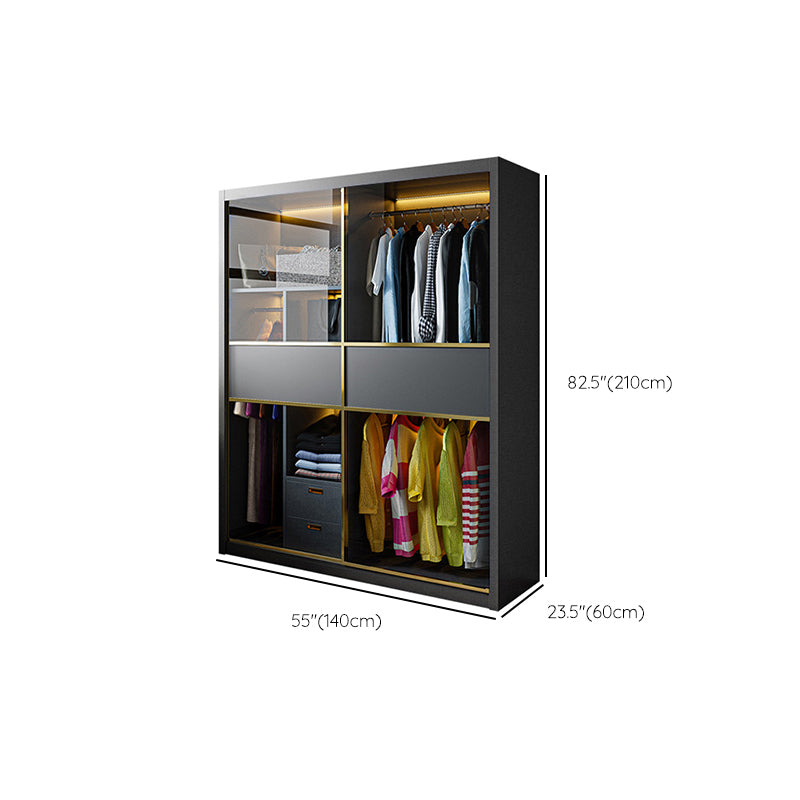 Modern Grey Storage Cabinet Mirrored Finish Cabinet with Glass Doors