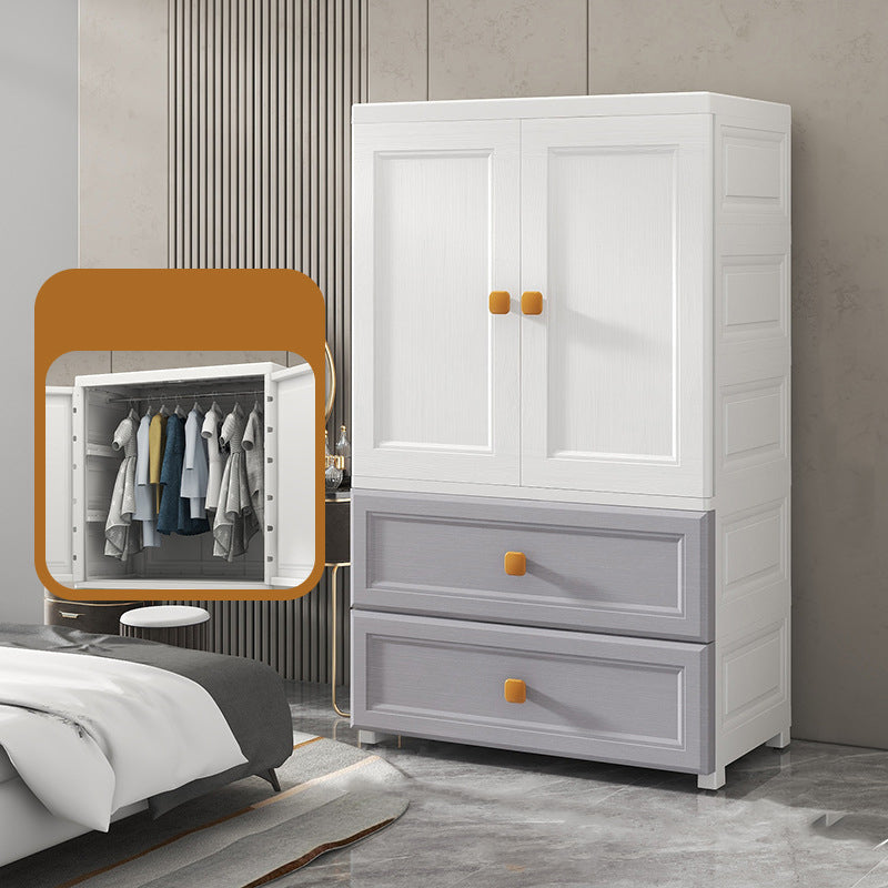 Bedroom Plastic Cabinet with Hinged Doors Matte Finish Modern Storage Cabinet